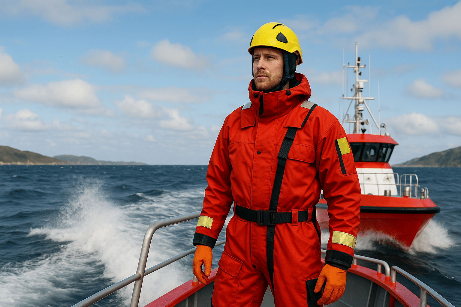 Rescue worker on a boat.
